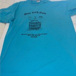 Vintage Fruit of the Loom best “hot tub fun” duck Teal T-Shirt XL